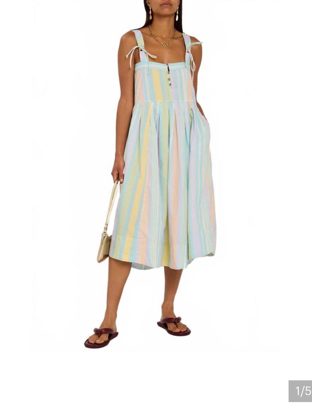 NEW FREE PEOPLE midi dress in stripe pastel REVERSIBLE